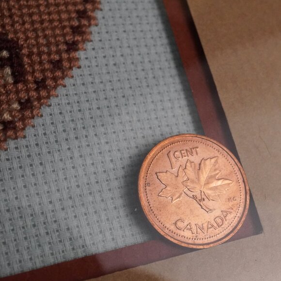 Professionally Framed Canadian Penny Cross Stich Art in Conservation Glass - Picture 7 of 16